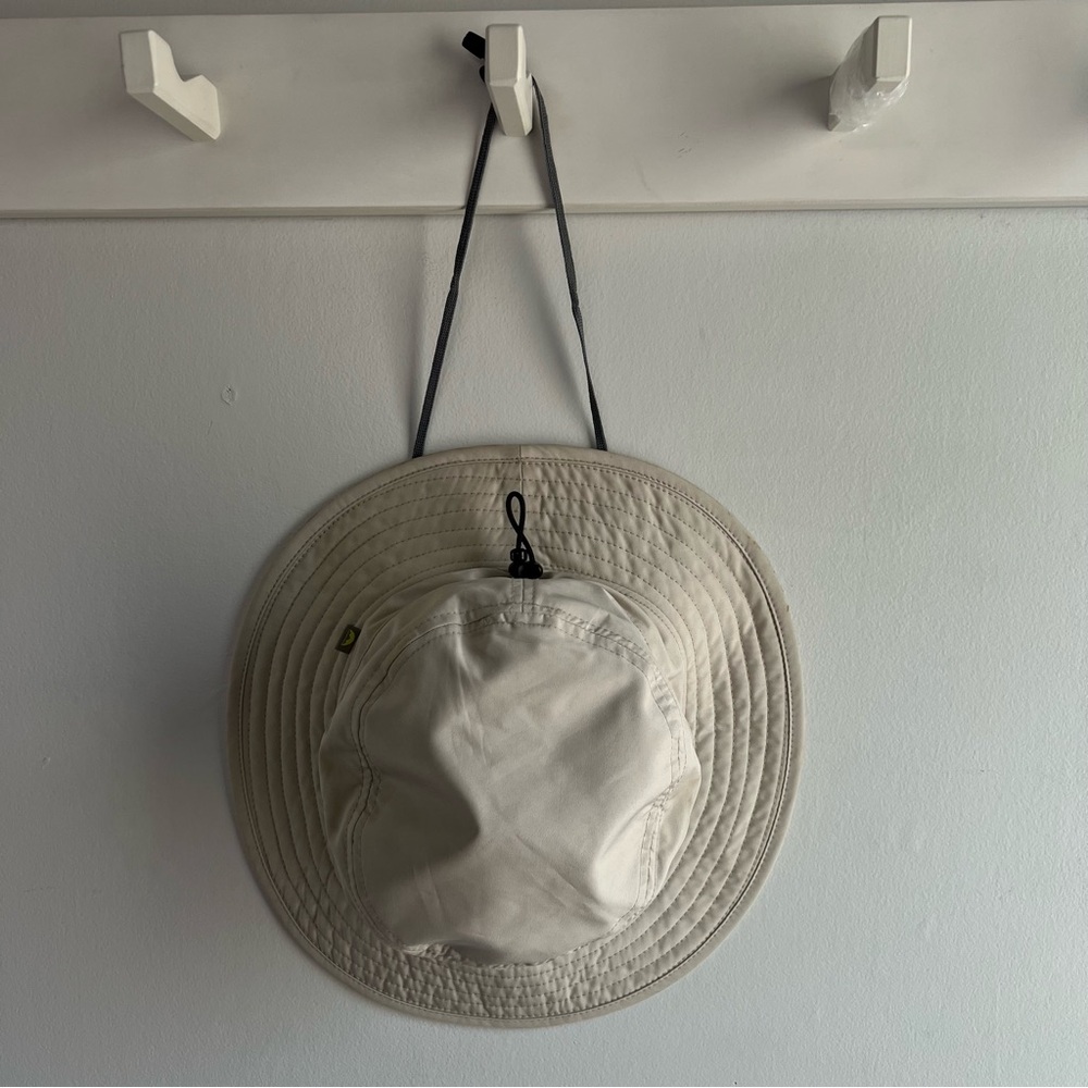 Light Beige Bucket Sun Hat with Chin Cord